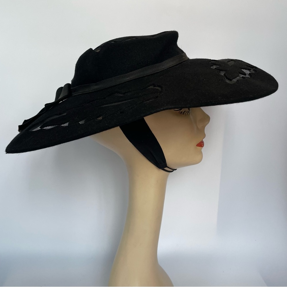 Vintage Wide Brim Hat Lace Cut Out - Picture 7 of 12